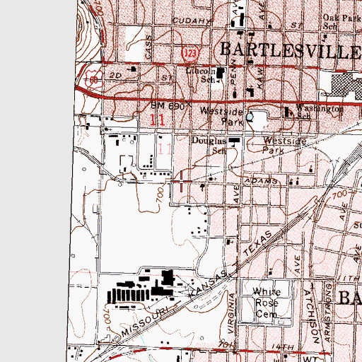 Topographic Map of Miracle Temple Church of God, OK