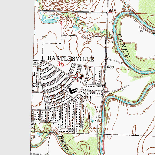 Topographic Map of Oak Park United Methodist Church, OK