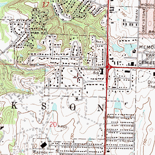 Topographic Map of Reorganized Church of Latter Day Saints, OK