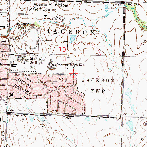 Topographic Map of Sooner Park Wesleyan Church, OK