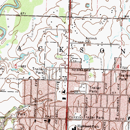 Topographic Map of Town and Country Christian Church, OK