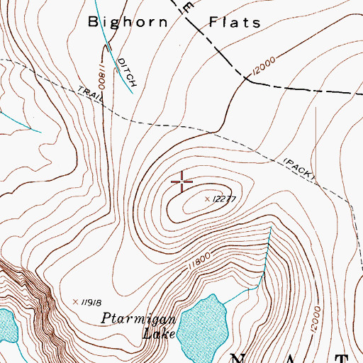 Topographic Map of Bighorn Flats, CO