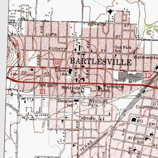 Topographic Map of Virginia Avenue Baptist Church, OK