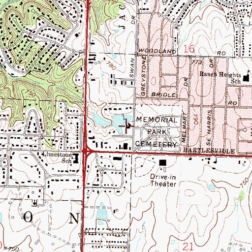 Topographic Map of Vine Life Church, OK