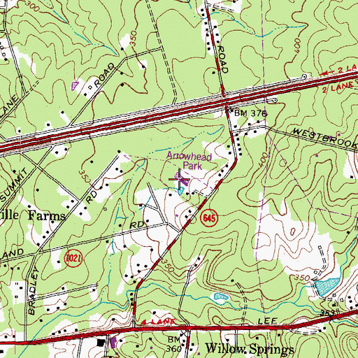 Topographic Map of Arrowhead Park, VA