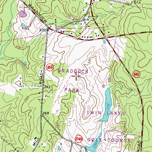 Topographic Map of Braddock Park, VA