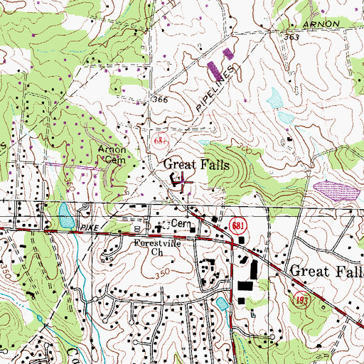 Topographic Map of Great Falls Elementary School, VA