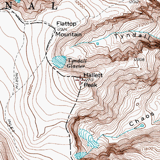 Topographic Map of Hallett Peak, CO