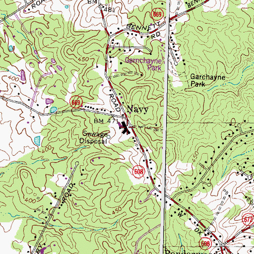 Topographic Map of Navy Elementary School, VA