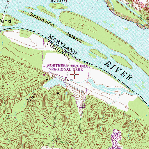 Topographic Map of Northern Virginia Regional Park, VA