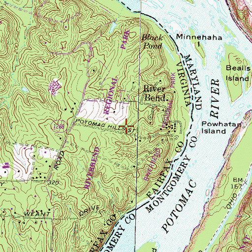 Topographic Map of Riverbend Regional Park, VA