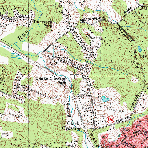 Topographic Map of Clarke Crossing Park, VA