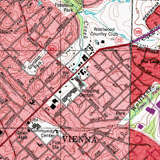 Topographic Map of Danor Plaza Shopping Center, VA