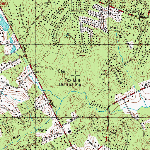 Topographic Map of Fox Mill District Park, VA