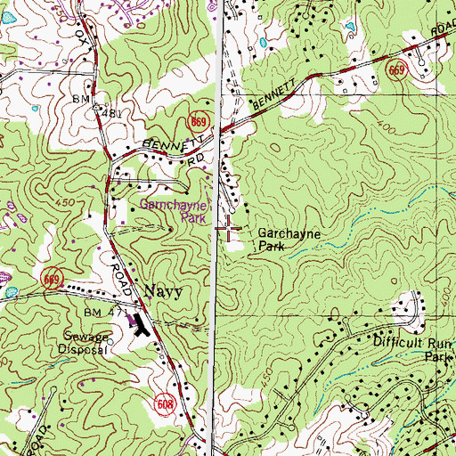 Topographic Map of Garchayne Park, VA