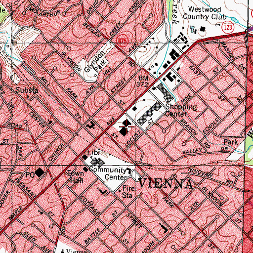 Topographic Map of Glyndon Shopping Center, VA