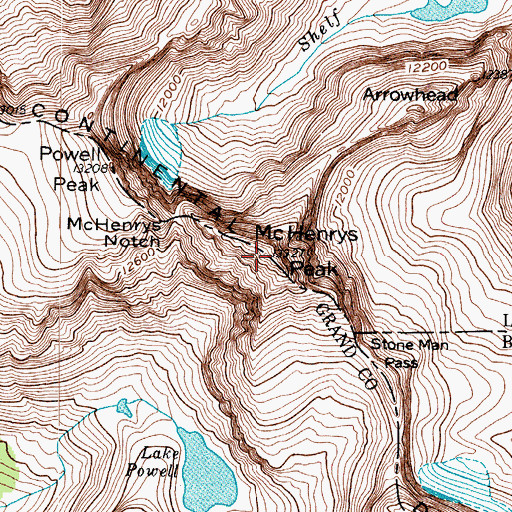 Topographic Map of McHenrys Peak, CO