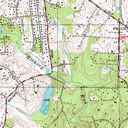 Topographic Map of Hickory Run, VA