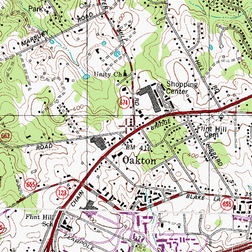 Topographic Map of Hunter Mill Plaza Shopping Center, VA