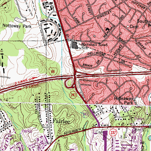 Topographic Map of Interchange 62, VA