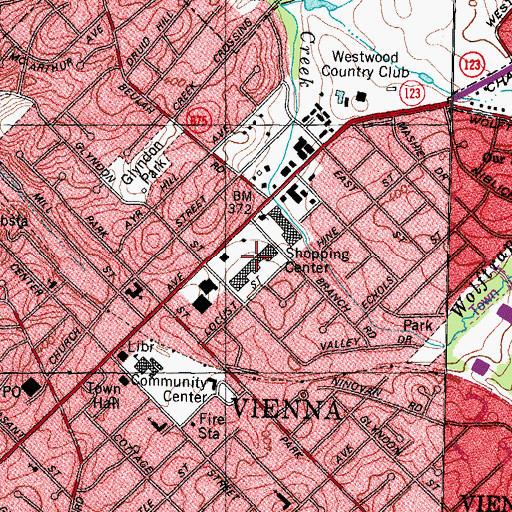Topographic Map of Maple Shopping Center, VA