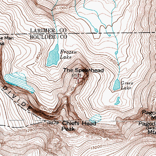 Topographic Map of The Spearhead, CO