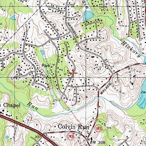 Topographic Map of Old Mill Estates, VA
