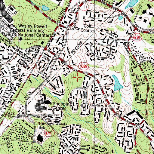 Topographic Map of South Lakes Drive Park, VA