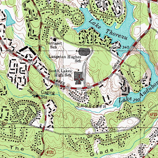 Topographic Map of South Lakes High School, VA