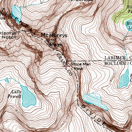 Topographic Map of Stone Man Pass, CO