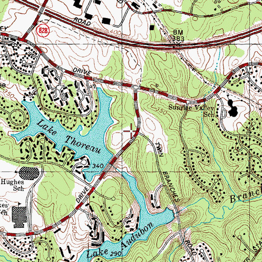Topographic Map of South Lakes Village Park, VA