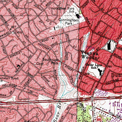 Topographic Map of Southside Park, VA