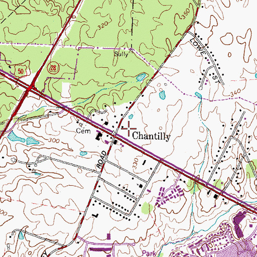 Topographic Map of Sully Plaza Shopping Center, VA
