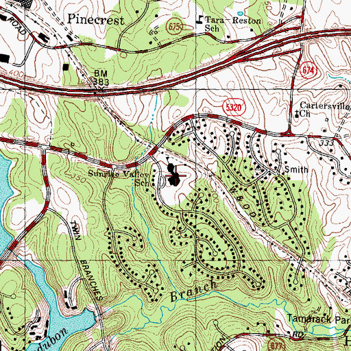 Topographic Map of Sunrise Valley Elementary School, VA