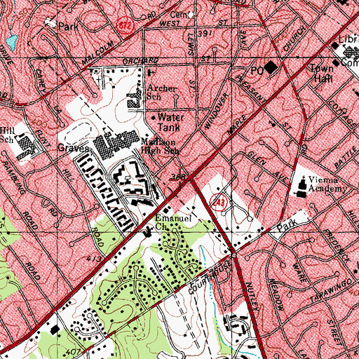 Topographic Map of Village Green Shopping Center, VA