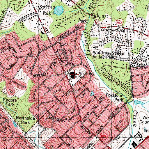 Topographic Map of Wolftrap Elementary School, VA