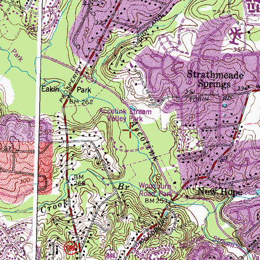 Topographic Map of Accotink Stream Valley Park, VA