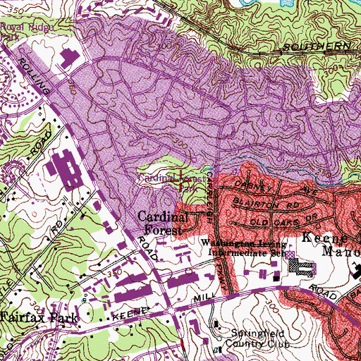 Topographic Map of Cardinal Forest Park, VA