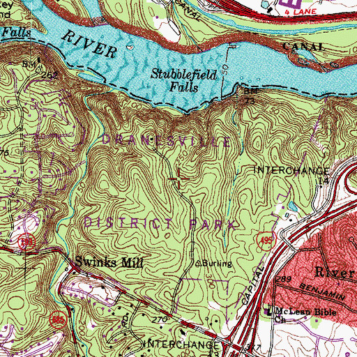 Topographic Map of Dranesville District Park, VA