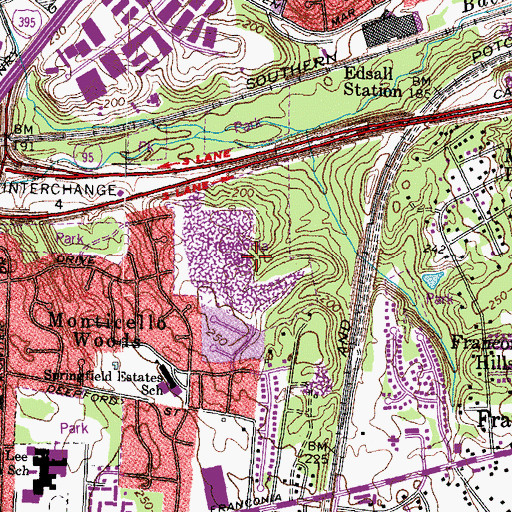 Topographic Map of Franconia Park, VA
