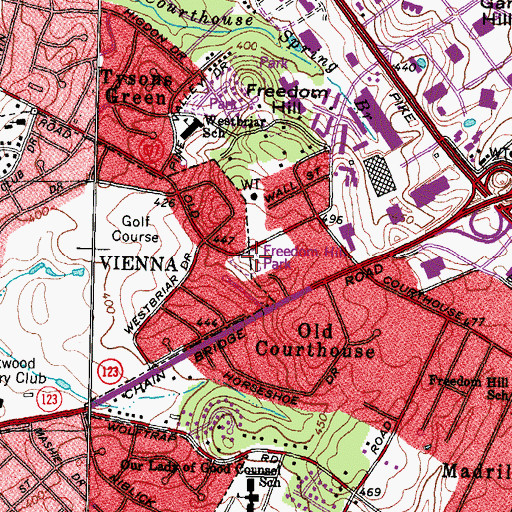 Topographic Map of Freedom Hill Park, VA