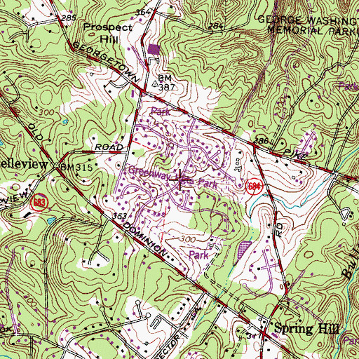 Topographic Map of Greenway Heights Park, VA