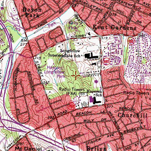 Topographic Map of Haycock Longfellow Park, VA