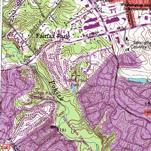 Topographic Map of Hidden Pond Park, VA