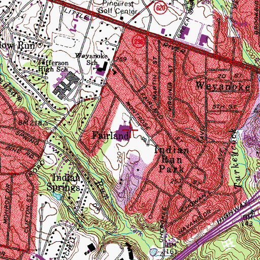 Topographic Map of Holmes Middle School, VA