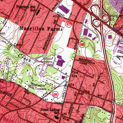 Topographic Map of Joyce Kilmer Middle School, VA