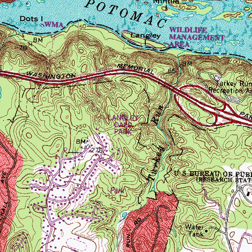 Topographic Map of Langley Oaks Park, VA