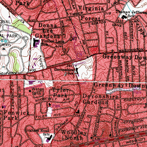 Topographic Map of Lee-Graham Shopping Center, VA