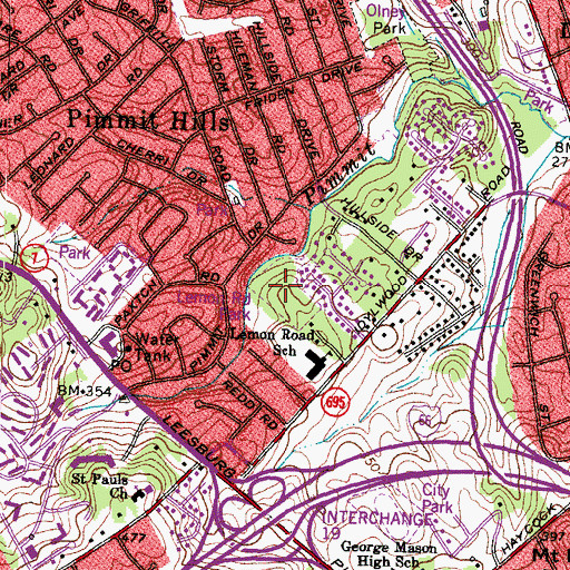 Topographic Map of Lemon Road Park, VA