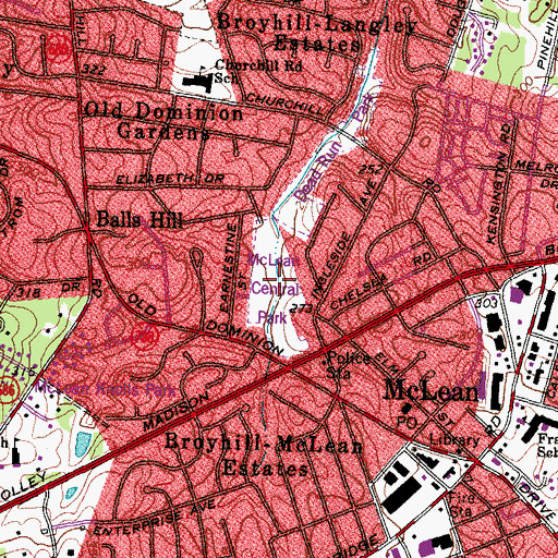 Topographic Map of McLean Central Park, VA